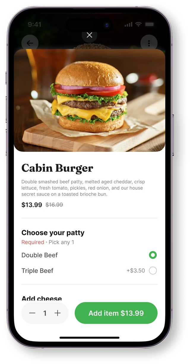 Adding a dish to the cart in the NorthBite app