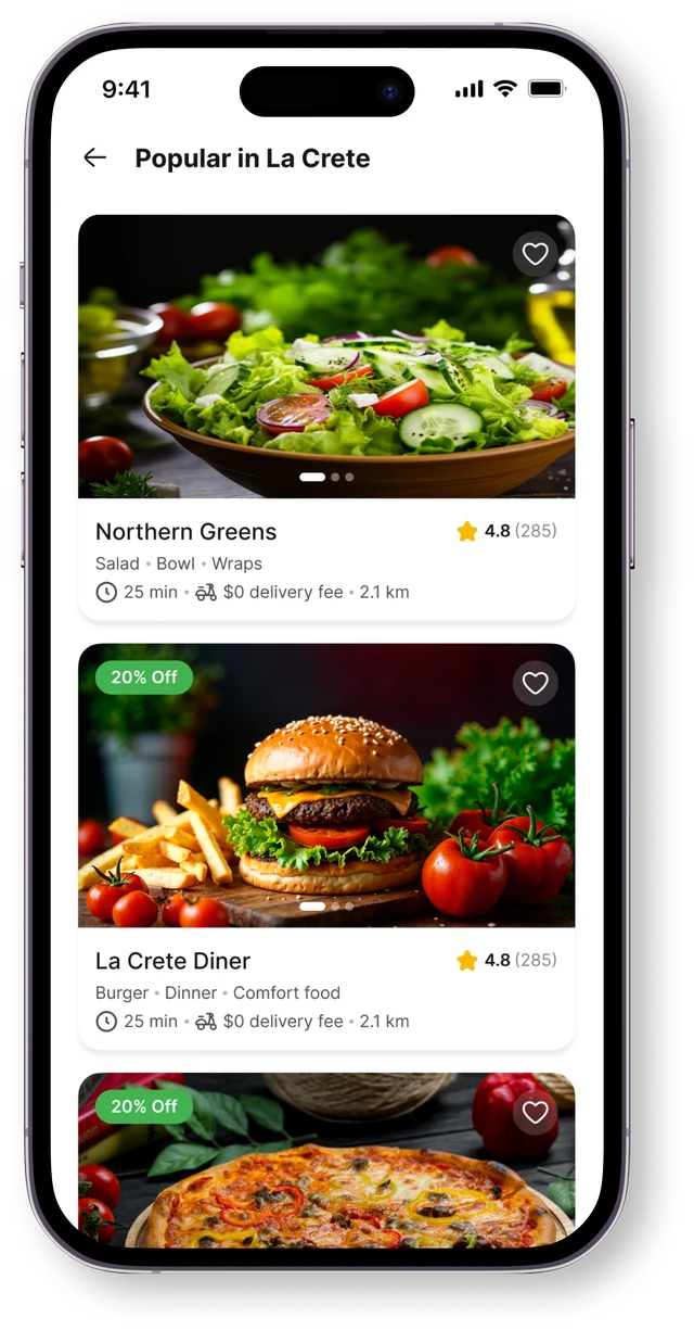 Browsing nearby restaurants in the NorthBite app